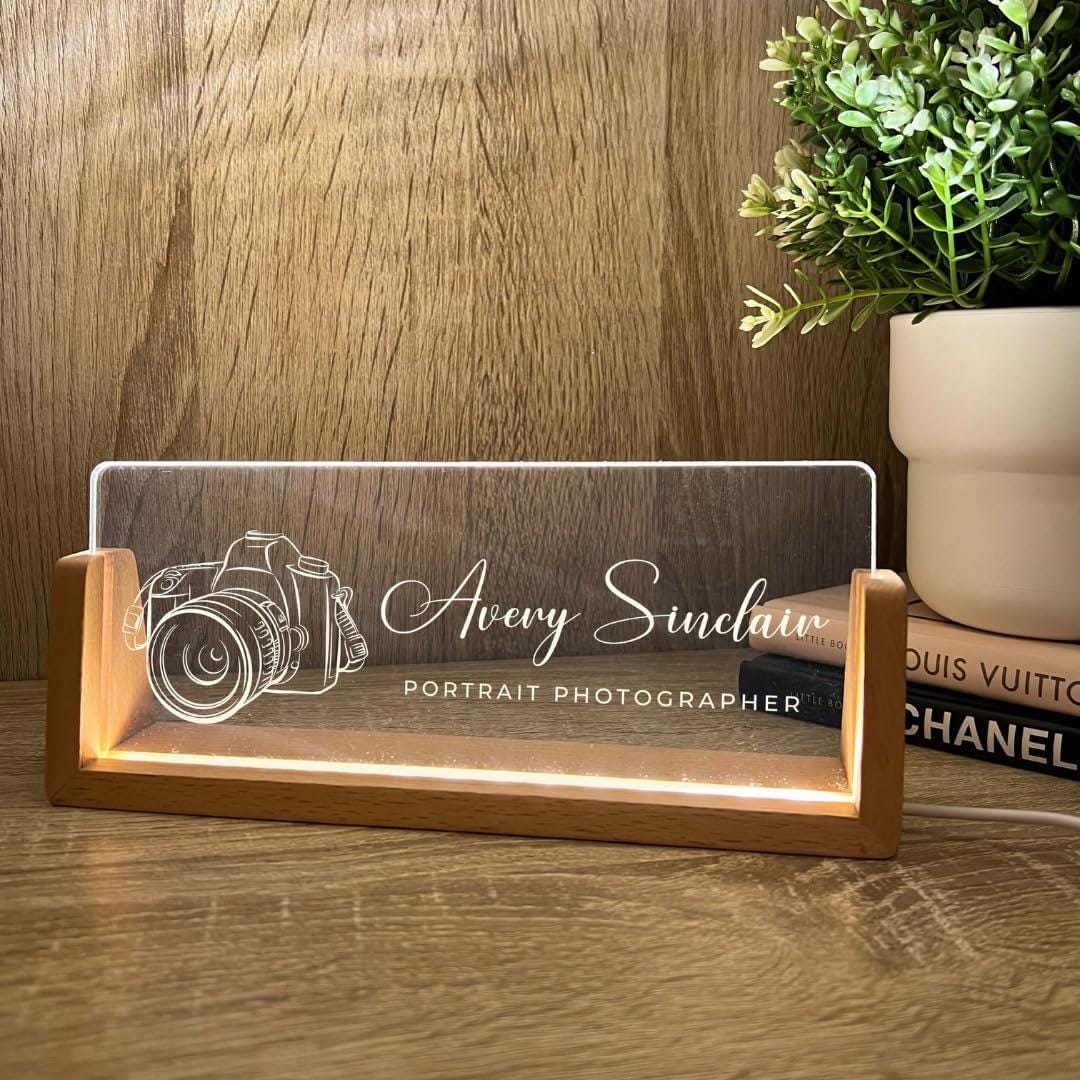 Photography Lighting Name - Personalized Photography Desk Decor Camera Acrylic