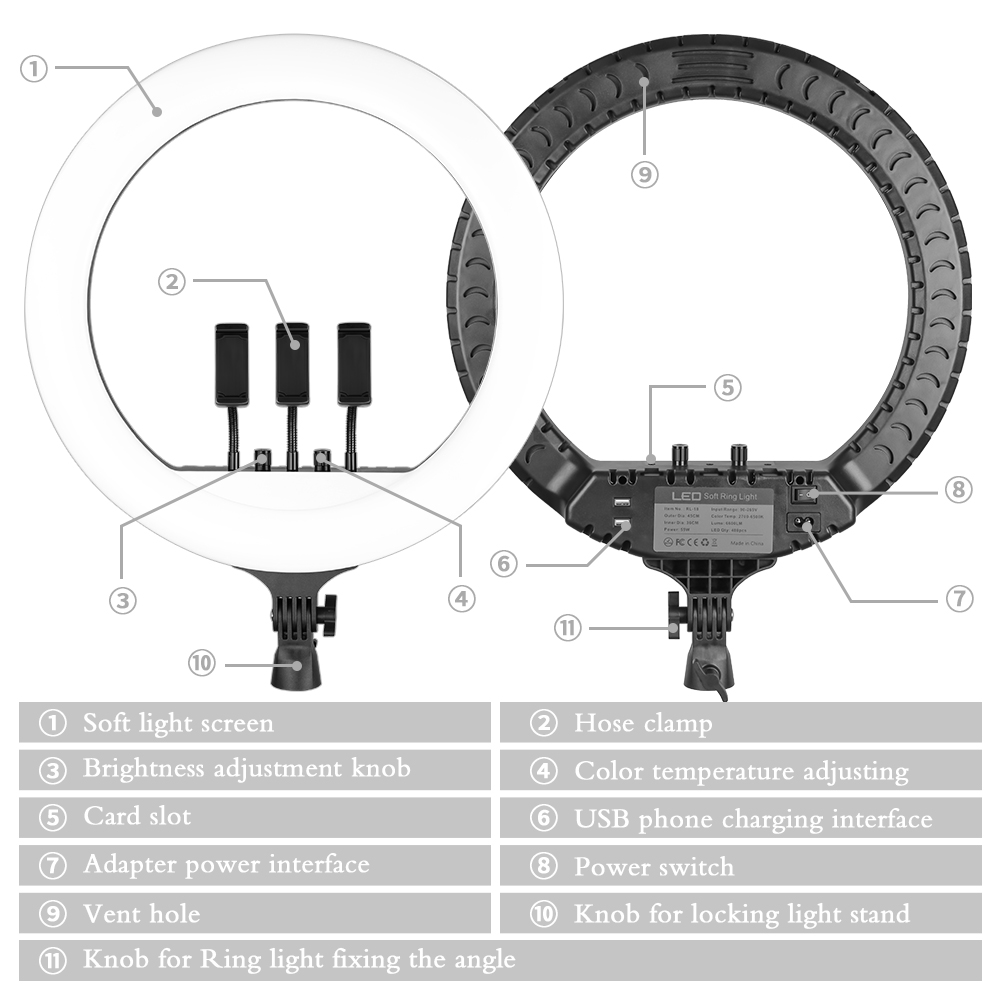 SH 18 Inch Knob Ring Light LED - Photography Lighting With Umbrella incelemesi ve fiyatı