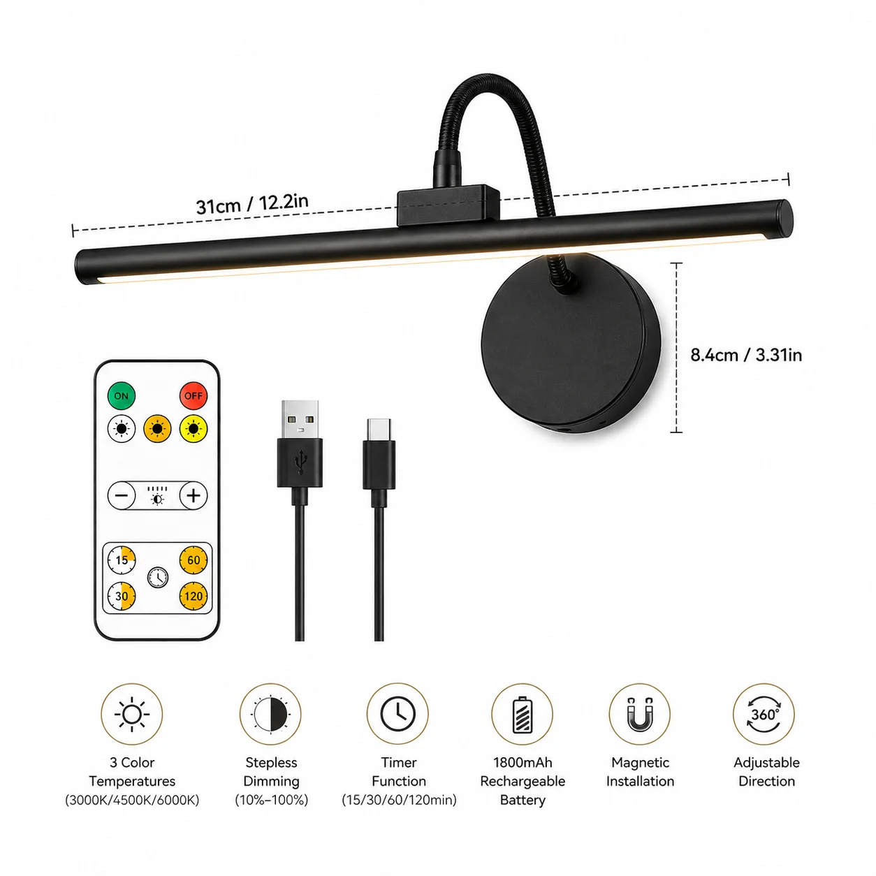 LED Wireless Picture Light wit - Photography Lighting Wall incelemesi ve fiyatı