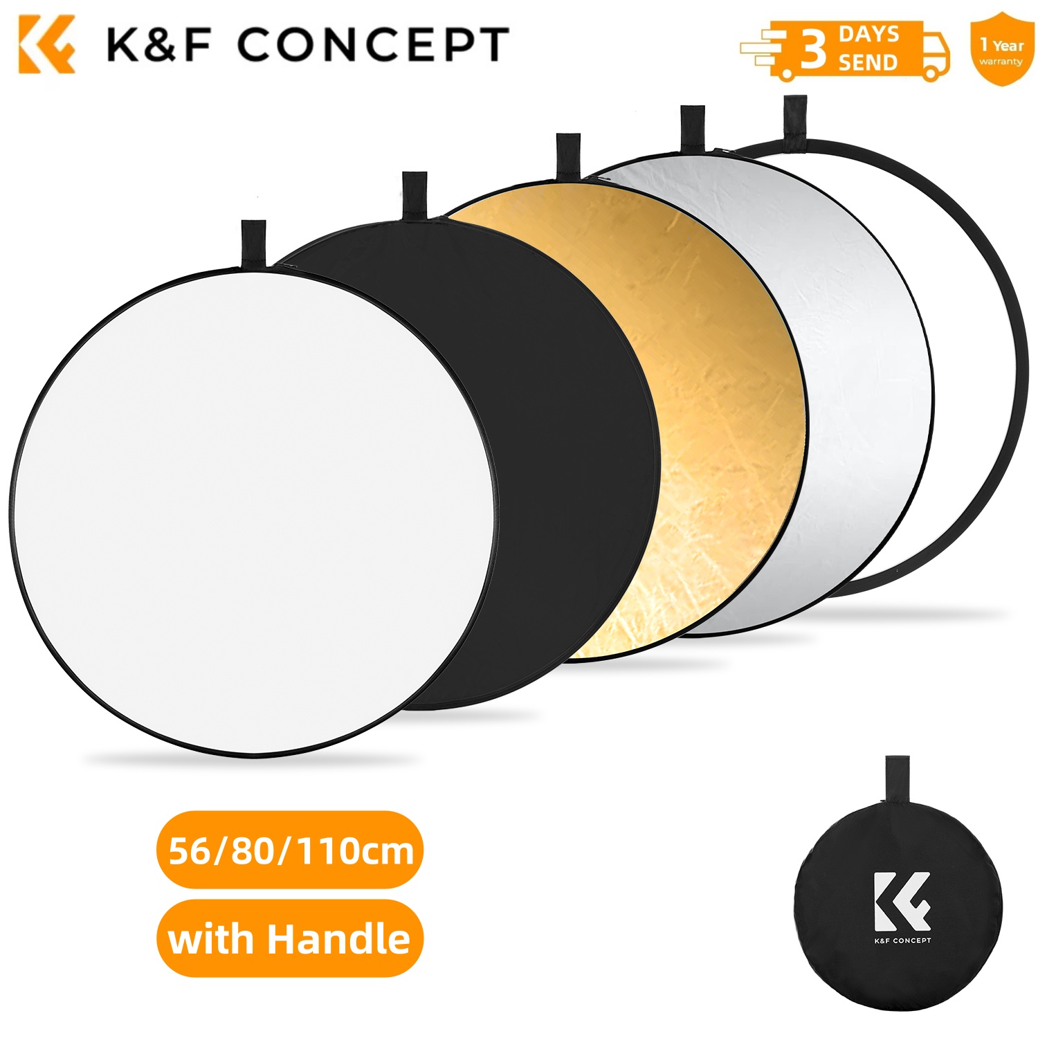 K&F CONCEPT 56/80/110cm 5-in-1 - Photography Lighting Reflectors incelemesi ve fiyatı