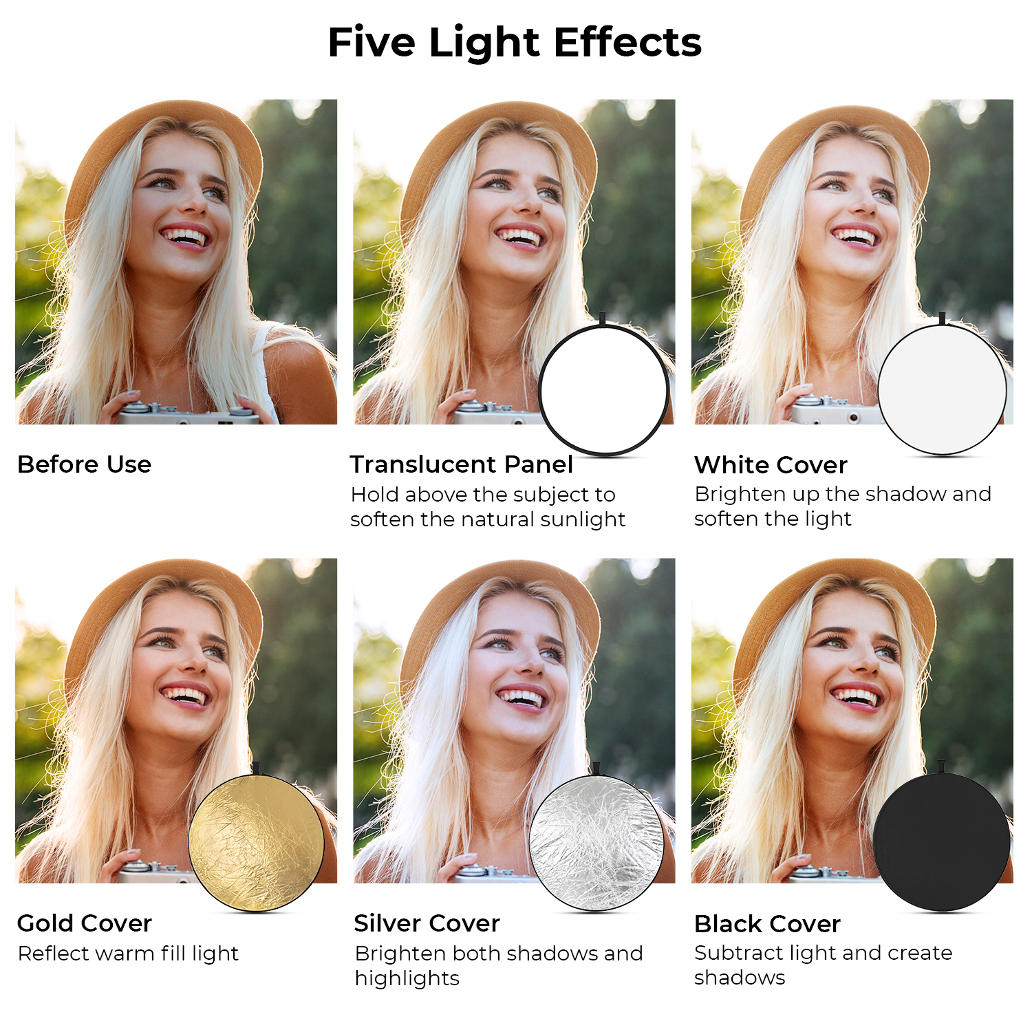 K&F CONCEPT 56/80/110cm 5-in-1 - Photography Lighting Reflectors incelemesi ve fiyatı