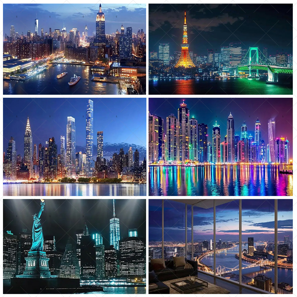 Night View High-Rise Building  - Photography Lighting Backdrop incelemesi ve fiyatı