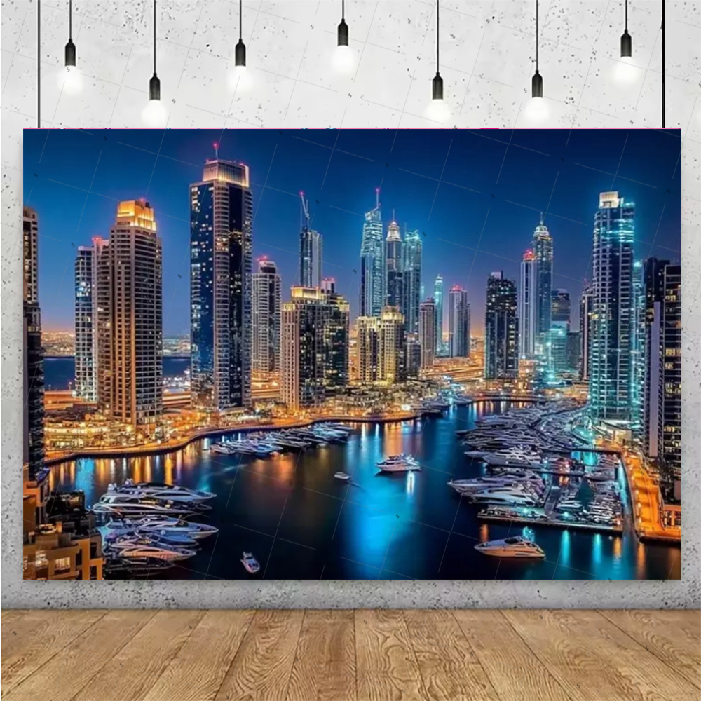 Night View High-Rise Building  - Photography Lighting Backdrop incelemesi ve fiyatı