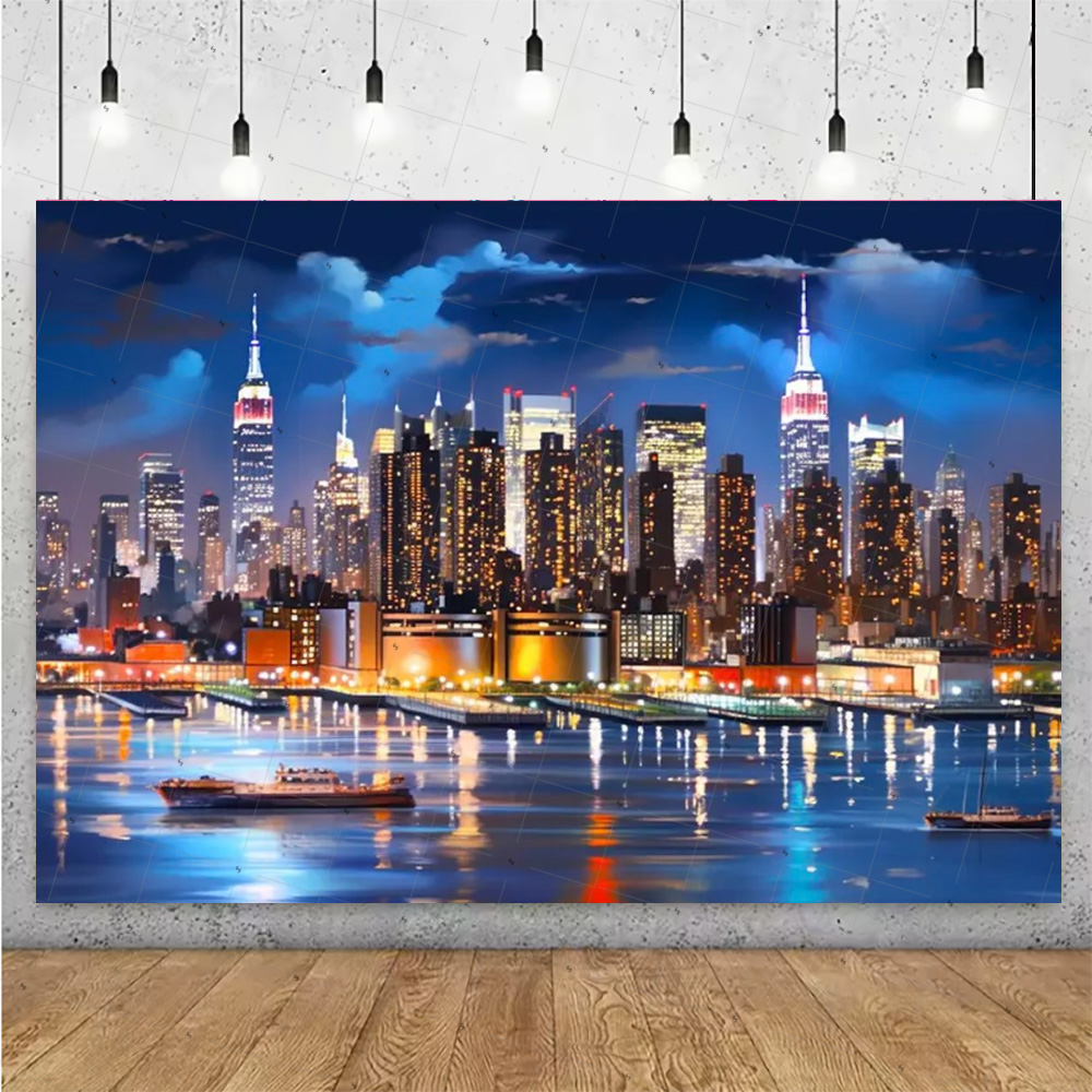 Night View High-Rise Building  - Photography Lighting Backdrop incelemesi ve fiyatı