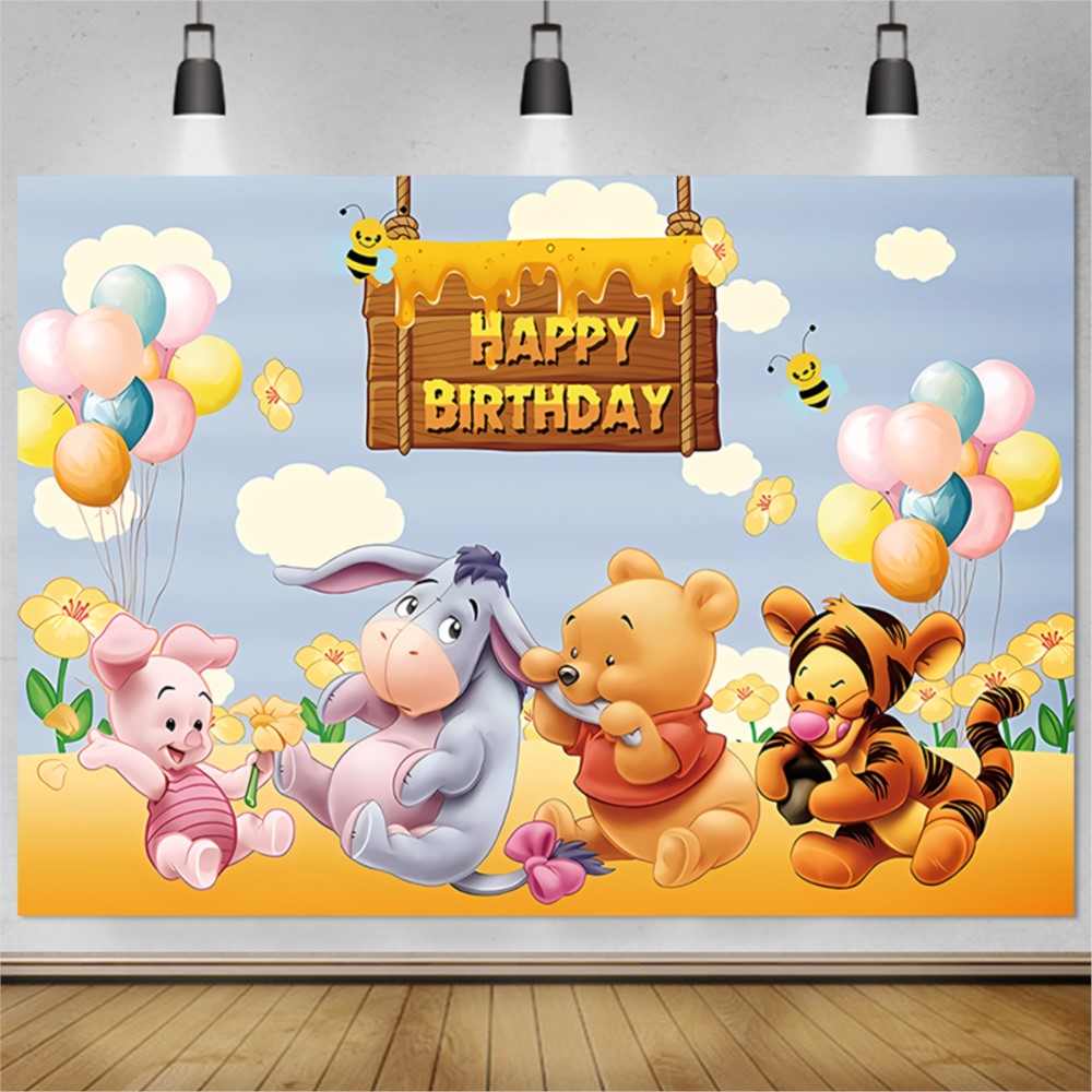 Bear Winnie The Pooh Birthday  - Photography Lighting Backdrop incelemesi ve fiyatı