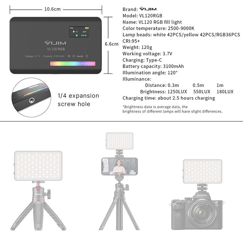Ulanzi VL120 RGB Camera Video  - Photography Lighting With Umbrella incelemesi ve fiyatı